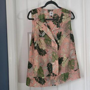 Tropical Print Sleeveless Blouse